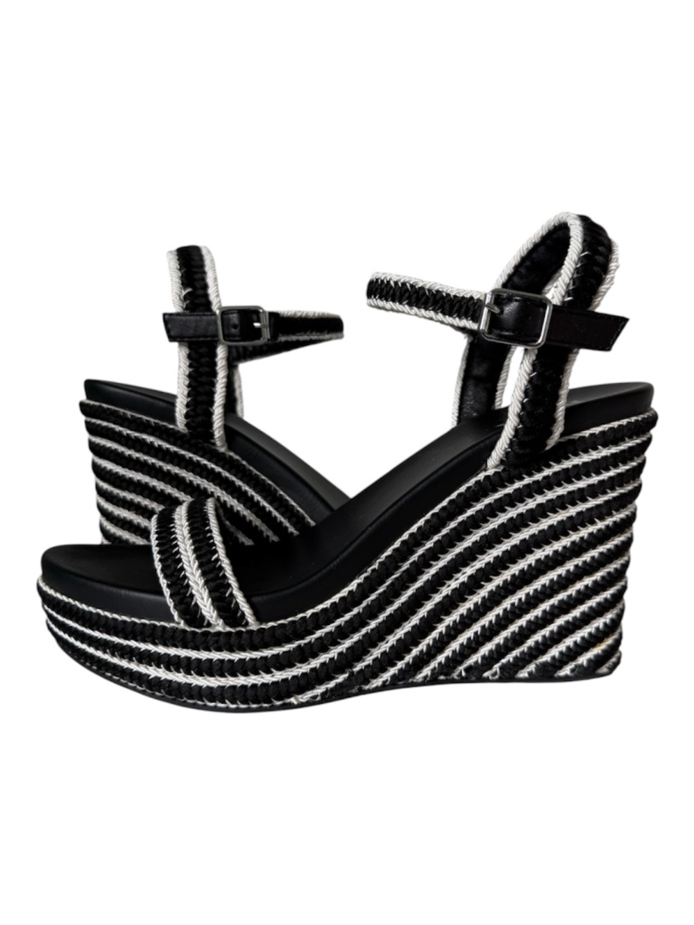 MIA | Black & White Woven Wedge Sandals Sz 7.5